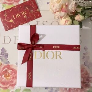 Brand New! DIOR Red White & Gold Medium Gift Box/Tissue/Envelope/Ribbon! 🎁